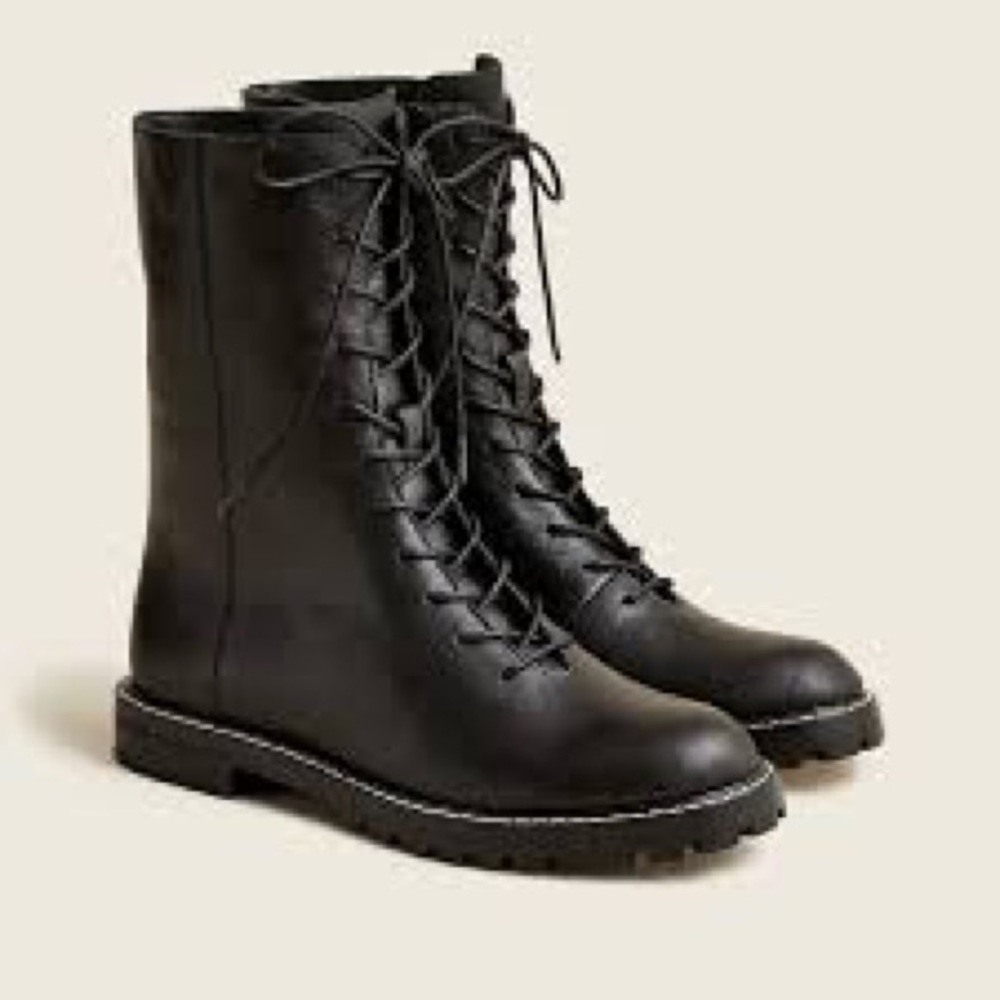 Gwen lug-sole leather lace-up tall shaft boots